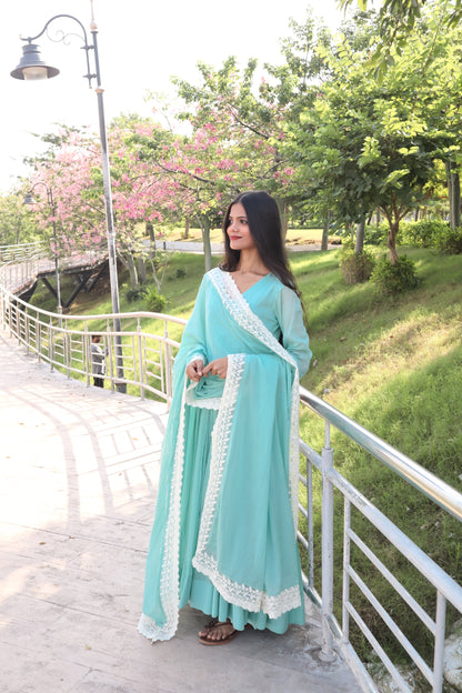 Pastel Blue Anarkali Suit