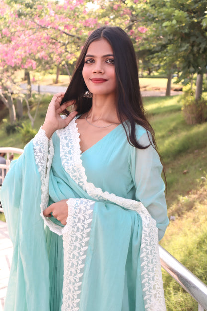 Pastel Blue Anarkali Suit