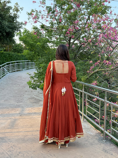 Rust Orange Anarkali Suit