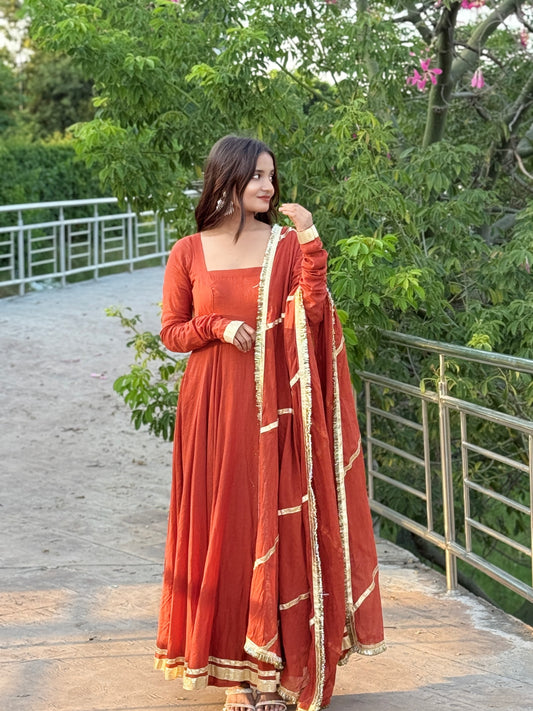 Rust Orange Anarkali Suit
