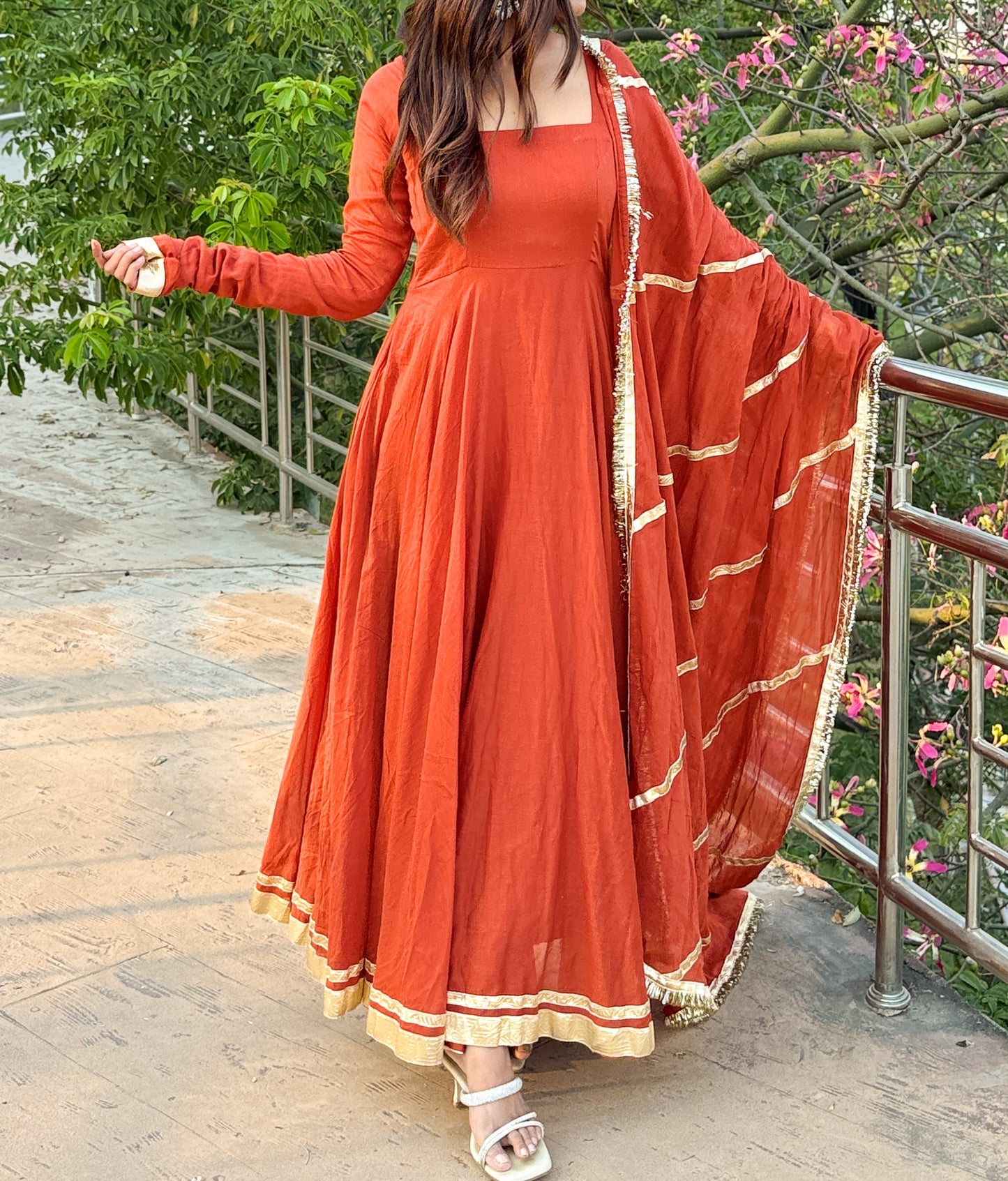 Rust Orange Anarkali Suit
