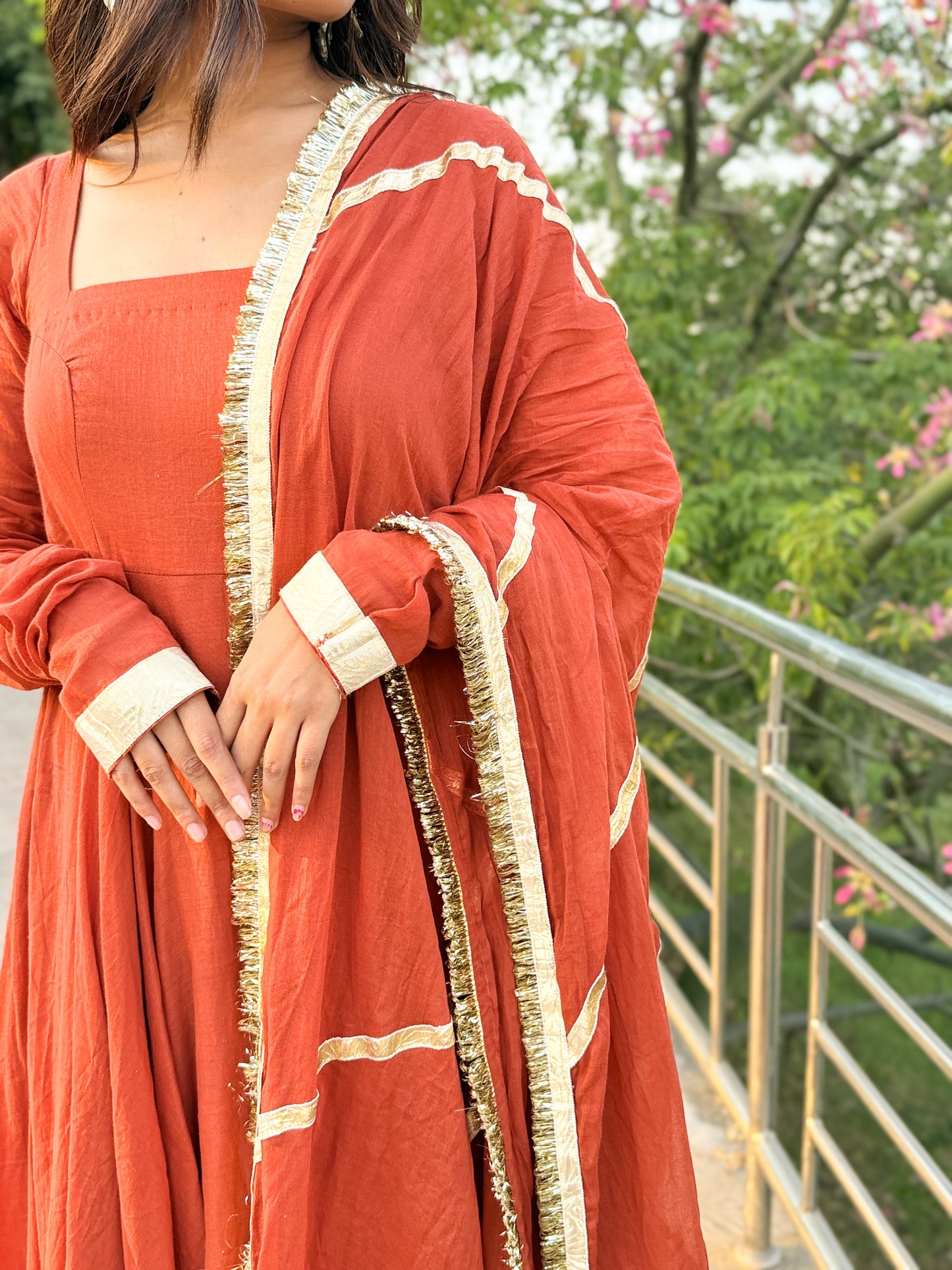 Rust Orange Anarkali Suit