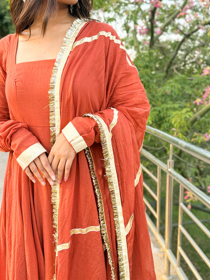 Rust Orange Anarkali Suit