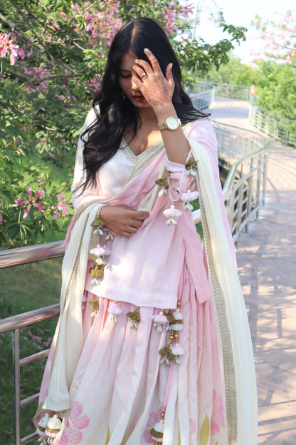 Pastel Pink Floral Lehenga