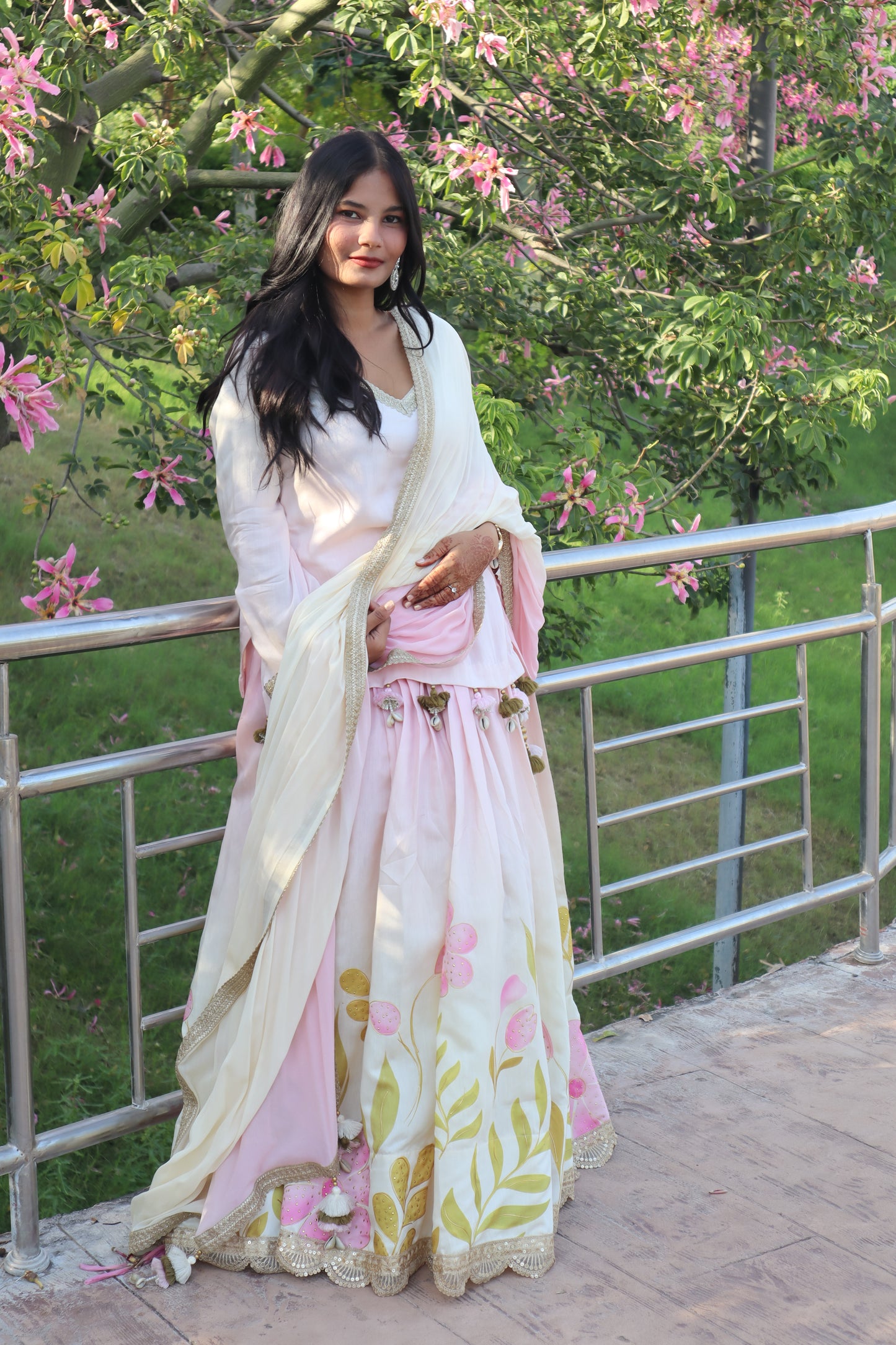Pastel Pink Floral Lehenga