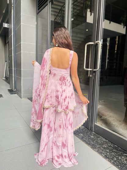 Pink Tie & Dye Sharara