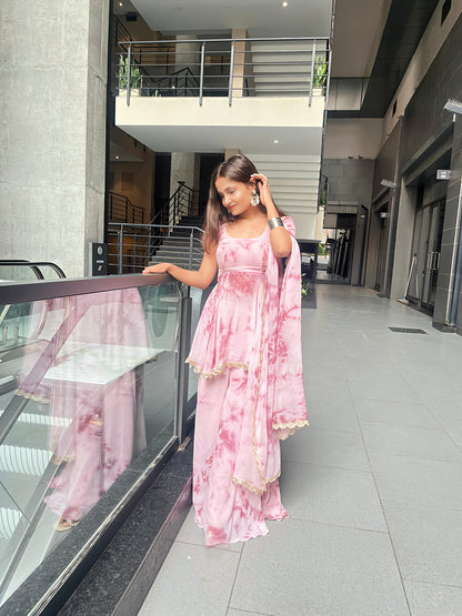 Pink Tie & Dye Sharara